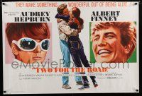 4p144 TWO FOR THE ROAD British quad '67 Audrey Hepburn & Albert Finney embrace!