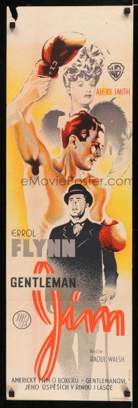4p007 GENTLEMAN JIM Czech 12x37 '42 different art of Errol Flynn as boxer James J. Corbett!