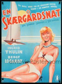 4p757 EN SKARGARDSNATT Danish '53 wonderful different Koppel art of sexy Ingrid Thulin!