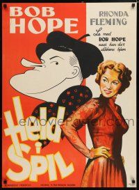 4p775 GREAT LOVER Danish '52 Hirschfeld art of Bob Hope, different art of Rhonda Fleming!