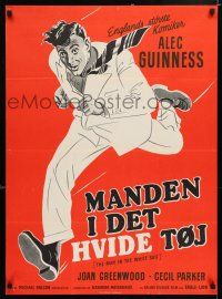 4p796 MAN IN THE WHITE SUIT Danish '52 wacky art of scientist inventor Alec Guinness running!