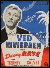 4p805 ON THE RIVIERA Danish '52 Corinne Calvet, wacky Danny Kaye, different!