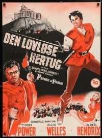 4p813 PRINCE OF FOXES Danish '51 different art of Orson Welles, Tyrone Power & sexy Wanda Hendrix!