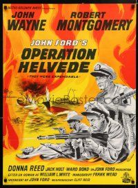 4p827 THEY WERE EXPENDABLE Danish '66 John Wayne, Wenzel sea battle art & John Ford directed!