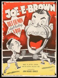 4p842 WHEN'S YOUR BIRTHDAY Danish R48 great artwork of wacky boxer Joe E Brown in ring!