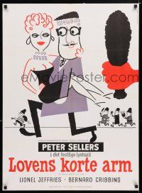4p845 WRONG ARM OF THE LAW Danish '63 different art of Peter Sellers carrying girl!