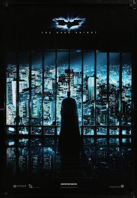 4p113 DARK KNIGHT teaser DS English 1sh '08 Christian Bale as Batman looking over city!