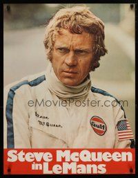 4p077 LE MANS German '71 close up of race car driver Steve McQueen in personalized uniform!