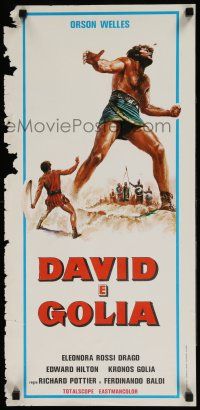 4p509 DAVID & GOLIATH Italian locandina '61 art of Orson Welles as King Saul & strongman Kronos!