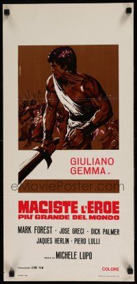 4p521 GOLIATH & THE SINS OF BABYLON Italian locandina '64 cool artwork of Mark Forest as Maciste!