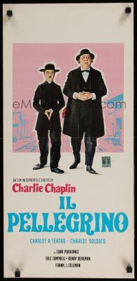 4p534 IMMIGRANT Italian locandina R60s great art of Charlie Chaplin by Carlantonio Longi!
