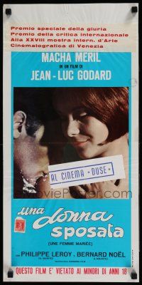 4p548 MARRIED WOMAN Italian locandina '67 Godard's Une femme mariee, controversial sex triangle!