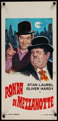 4p549 MIDNIGHT PATROL Italian locandina R88 great artwork of Stan Laurel & Oliver Hardy!