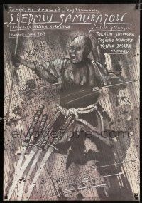 4p048 SEVEN SAMURAI Polish 27x38 R87 Akira Kurosawa's Shichinin No Samurai, Mifune, Pagowski art!