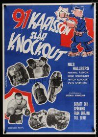 4p050 91 KARLSSON SLAR KNOCKOUT Swedish '57 Gosta Lewin, cool boxing art and images!