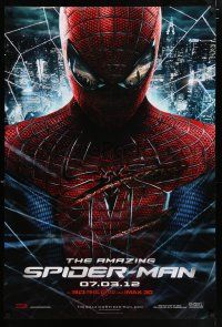 4r036 AMAZING SPIDER-MAN portrait style teaser DS 1sh '12 Andrew Garfield in title role over city!