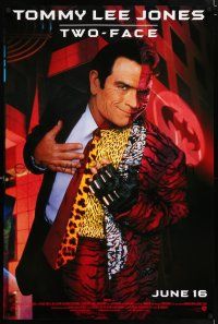4r069 BATMAN FOREVER advance 1sh '95 cool image of Tommy Lee Jones as Two-Face!