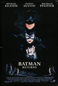 4r072 BATMAN RETURNS 1sh '92 collage of Michael Keaton, Danny DeVito, Michelle Pfeiffer!