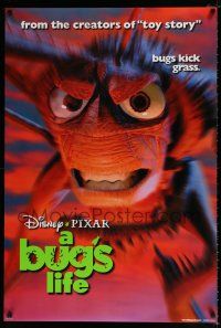 4r117 BUG'S LIFE teaser DS 1sh '98 Walt Disney Pixar CG cartoon, c/u of grasshopper!