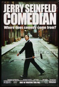 4r163 COMEDIAN advance 1sh '02 great image of Jerry Seinfeld walking across street with microphone!