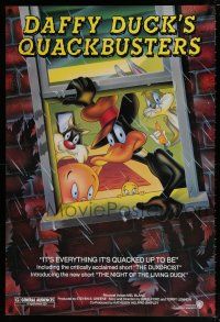 4r180 DAFFY DUCK'S QUACKBUSTERS 1sh '88 Mel Blanc, great cartoon image of Looney Tunes characters!
