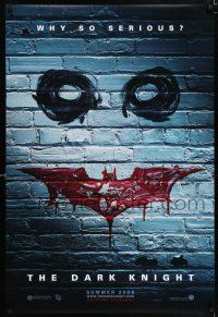 4r183 DARK KNIGHT teaser DS 1sh '08 why so serious? cool graffiti image of the Joker's face!