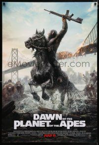 4r189 DAWN OF THE PLANET OF THE APES style C advance DS 1sh '14 great image of ape on horseback!