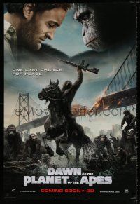 4r190 DAWN OF THE PLANET OF THE APES style C int'l teaser DS 1sh '14 Caesar, Clarke, ape on horse!