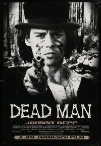 4r194 DEAD MAN 1sh '96 great image of Johnny Depp pointing gun, Jim Jarmusch's mystic western!