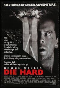 4r205 DIE HARD 1sh '88 cop Bruce Willis is up against twelve terrorists, action classic!