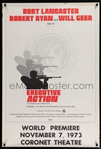 4r237 EXECUTIVE ACTION advance 1sh '73 Burt Lancaster, Robert Ryan, JFK assassination!
