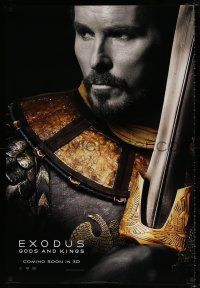 4r239 EXODUS: GODS & KINGS style B int'l teaser DS 1sh '14 close-up of Christian Bale as Moses!