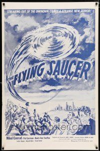 4r272 FLYING SAUCER military 1sh R53 cool sci-fi artwork of UFOs from space & terrified people!