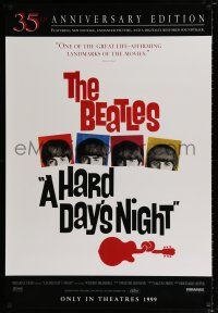 4r330 HARD DAY'S NIGHT 1sh R99 great image of The Beatles in their first film, rock & roll classic!