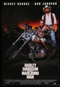 4r333 HARLEY DAVIDSON & THE MARLBORO MAN 1sh '91 Mickey Rourke & Don Johnson in title roles!