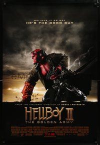4r341 HELLBOY II: THE GOLDEN ARMY advance DS 1sh '08 Ron Perlman is the good guy!