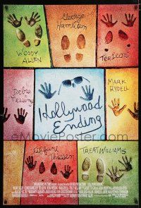 4r351 HOLLYWOOD ENDING DS 1sh '02 Woody Allen, concrete shoe & hand imprints of main cast!