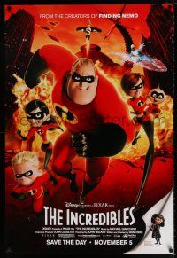 4r378 INCREDIBLES advance DS 1sh '04 Disney/Pixar animated sci-fi superhero family!