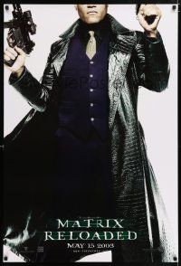 4r481 MATRIX RELOADED teaser DS 1sh '03 cool image of Laurence Fishburne as Morpheus!