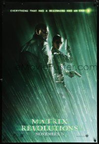 4r485 MATRIX REVOLUTIONS teaser DS 1sh '03 Laurence Fishburne & sexy Carrie-Anne Moss!
