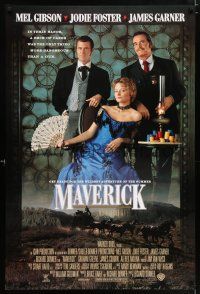 4r486 MAVERICK int'l DS 1sh '94 cool image of Mel Gibson & pretty Jodie Foster, gambling!