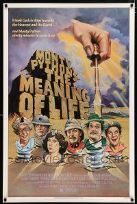 4r516 MONTY PYTHON'S THE MEANING OF LIFE 1sh '83 wacky artwork of the screwy Monty Python cast!