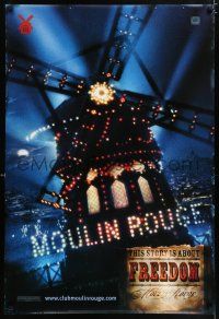 4r523 MOULIN ROUGE style C teaser DS 1sh '01 Baz Luhrmann directed, this story is about freedom!