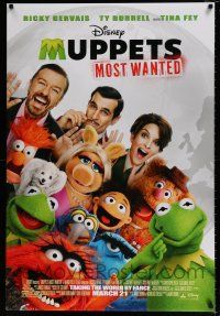 4r531 MUPPETS MOST WANTED advance DS 1sh '14 Ricky Gervais, Ty Burrell, Tina Fey, Kermit, more!