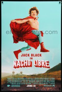 4r537 NACHO LIBRE advance DS 1sh '06 wacky image of Mexican luchador wrestler Jack Black