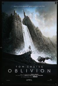 4r560 OBLIVION teaser DS 1sh '13 Morgan Freeman, image of Tom Cruise & waterfall in city!
