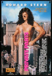 4r614 PRIVATE PARTS advance DS 1sh '96 wacky image of naked Howard Stern in New York City!