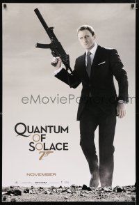 4r624 QUANTUM OF SOLACE teaser 1sh '08 Daniel Craig as Bond with H&K submachine gun!