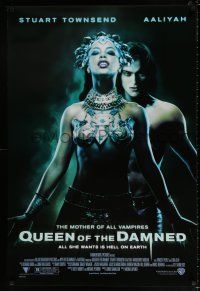 4r628 QUEEN OF THE DAMNED 1sh '01 close up of sexy vampire Aaliyah & Stuart Townsend!