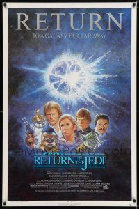 4r648 RETURN OF THE JEDI 1sh R85 George Lucas classic, Mark Hamill, Ford, Tom Jung art!